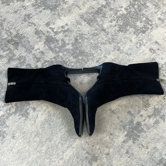 Sergio Rossi 80mm Black Suede Booties Squared Pointed Toe Buckle Sz 39.5 - Picture 8 of 15